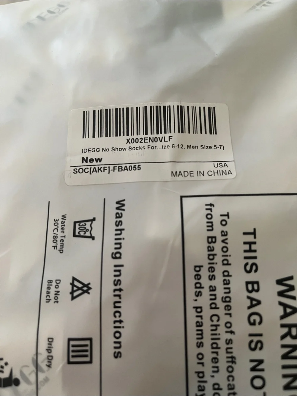 IDEGG 9 White/2 Black No Show Socks, Size 6-12 NIP